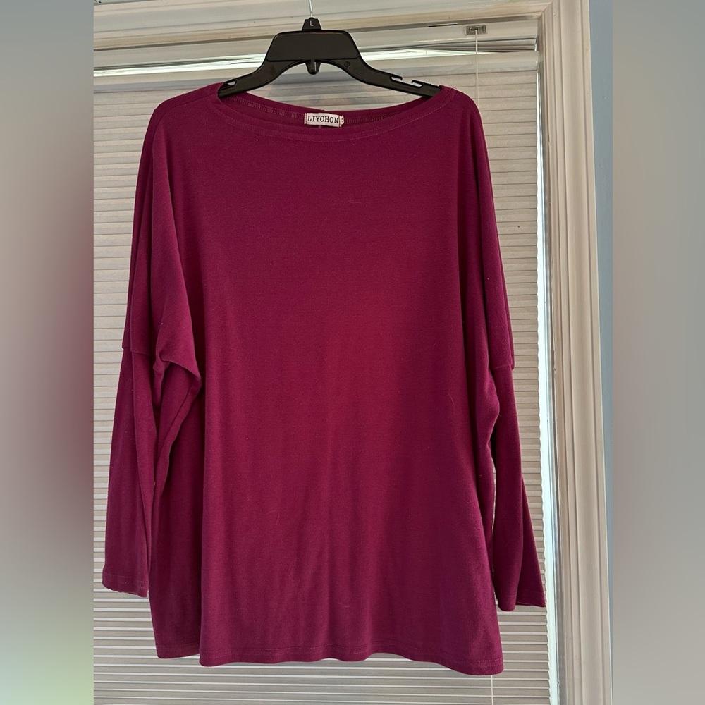 Women’s wine color  tunic blouse, size L- Amazon